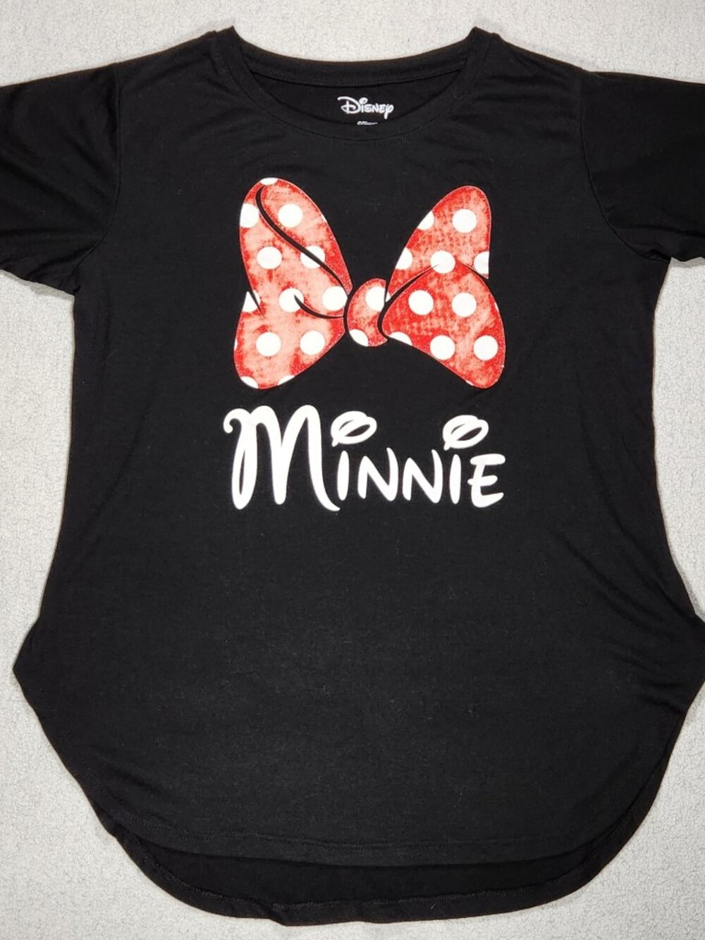 Disney Minnie Mouse Red Sparkle Polka Dot Bow T-Shirt Women's Size Lg (11/13)